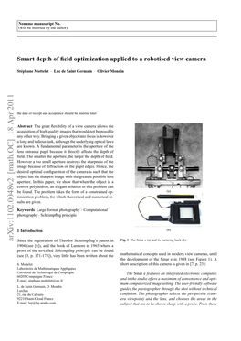 Smart Depth of Field Optimization Applied to a Robotised View Camera