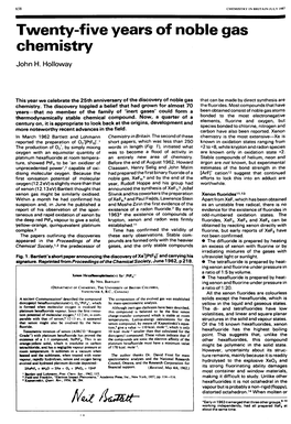 Twenty-Five Years of Noble Gas Chemistry