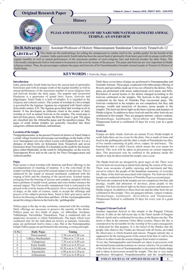 Dr.R.Selvaraju Original Research Paper History