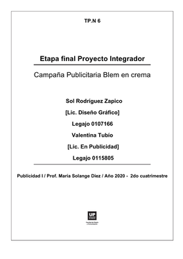 Etapa Final Proyecto Integrador Campaña Publicitaria Blem En Crema