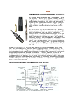 Minimum Headspace and Maximum COL So a Chamber Reamer, A