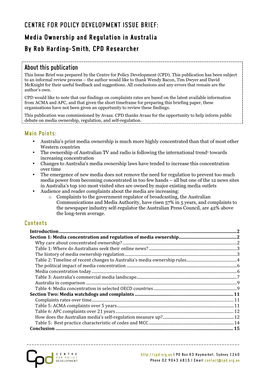 Media Ownership and Regulation in Australia by Rob Harding-Smith, CPD Researcher