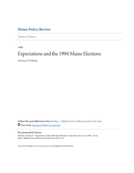 Expectations and the 1994 Maine Elections Christian P