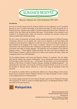 Muszyna Almanac for Little Homeland 1991-2012