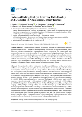 Factors Affecting Embryo Recovery Rate, Quality, and Diameter In