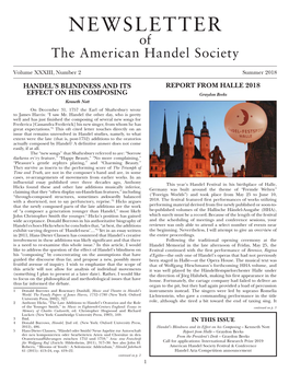 NEWSLETTER of the American Handel Society