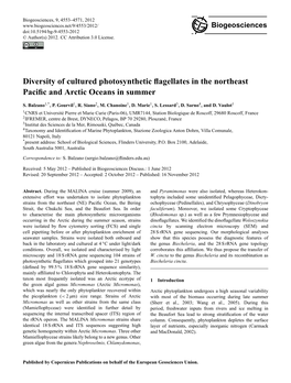 Diversity of Cultured Photosynthetic Flagellates in the Northeast Pacific