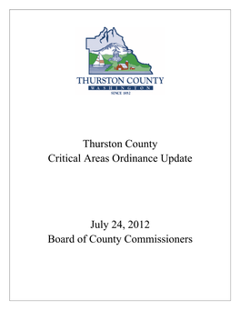 Thurston County Critical Areas Ordinance Update July 24, 2012