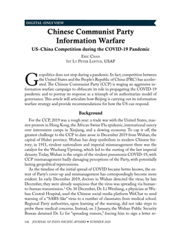 Chinese Communist Party Information Warfare US–China Competition During the COVID-19 Pandemic