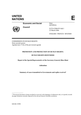 UNITED NATIONS E Economic and Social Distr