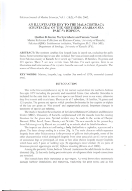 An Illustrated Key to the Malacostraca (Crustacea) of the Northern Arabian Sea Part -V: Isopoda