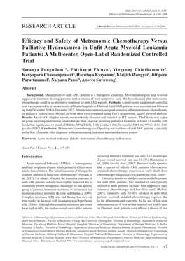 Efficacy and Safety of Metronomic Chemotherapy Versus Palliative Hydroxyurea in Unfit Acute Myeloid Leukemia Patients: a Multicenter, Open-Label Randomized Controlled Trial