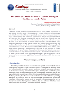 The Ethics of Time in the Face of Global Challenges: the Time Has Come for Action