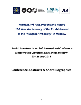 Conference Abstracts & Short Biographies