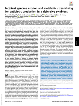 Incipient Genome Erosion and Metabolic Streamlining for Antibiotic Production in a Defensive Symbiont