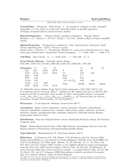 Piypite K2cu2o(SO4)2 C 2001-2005 Mineral Data Publishing, Version 1