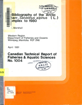 A Bibliography of the Arctic Charr, Salvelinus Alpinus (L.) Complex to 1980
