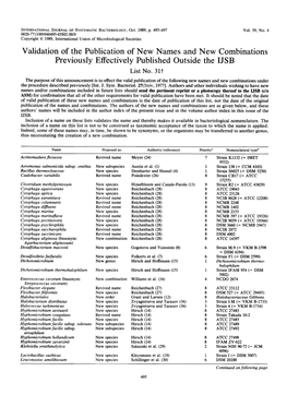 Validation of the Publication of New Names and New Combinations Previously Effectively Published Outside the IJSB List No