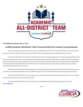 Cosida Academic All-District™ Men's Track & Field/Cross Country Teams