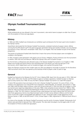 Factsheet Olympic Football Tournament