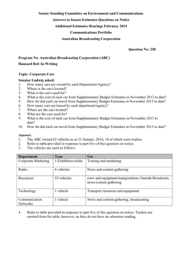 Answers to Senate Estimates Questions on Notice Additional Estimates Hearings February 2014 Communications Portfolio Australian Broadcasting Corporation