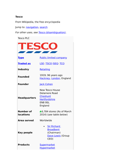 Tesco PLC Ty