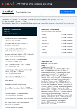 AMPAC Train Time Schedule & Line Route