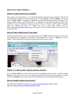 Help File for Cookies…