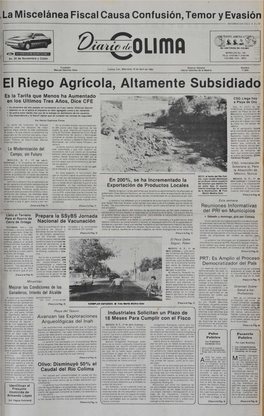 El Riego Agrícola, Altamente Subsidiado