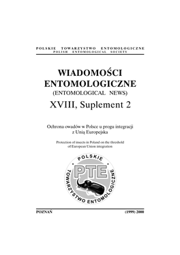 WIADOMOŚCI ENTOMOLOGICZNE XVIII, Suplement 2