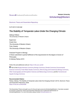 The Stability of Temperate Lakes Under the Changing Climate