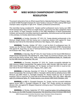 Wbo World Championship Committee Resolution