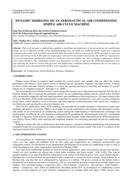 Dynamic Modeling of an Aeronautical Air Conditioning Simple Air Cycle Machine