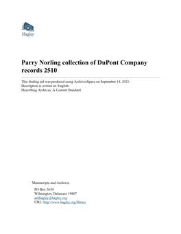 Parry Norling Collection of Dupont Company Records 2510