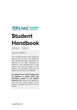 Student Handbook 2020 - 2021