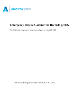 Emergency Rescue Committee; Records Ger032