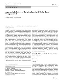 A Palynological Study of the Acheulian Site of Gesher Benot Ya'aqov, Israel