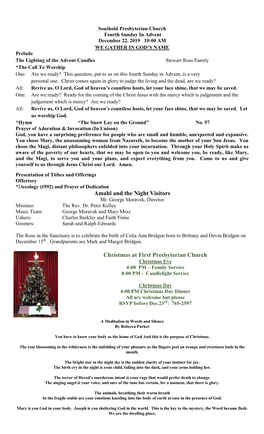 Amahl and the Night Visitors Christmas at First Presbyterian