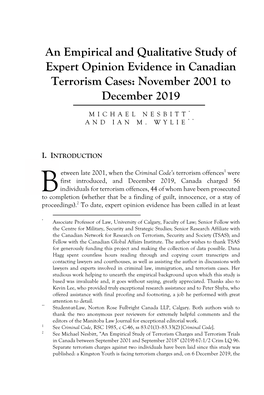 An Empirical and Qualitative Study of Expert Opinion Evidence in Canadian Terrorism Cases: November 2001 to December 2019