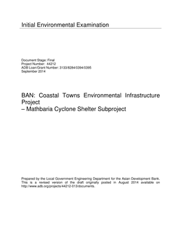 Mathbaria Cyclone Shelter Subproject Initial Environmental Examination