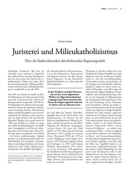 Juristerei Und Milieukatholizismus Über Die Kaderschmieden Christlichsozialer Regierungschefs