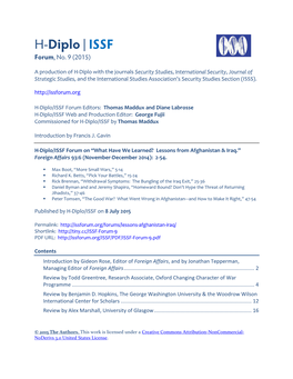 H-Diplo/ISSF Forum, No. 9 (2015)