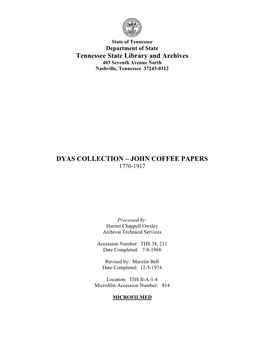 John Coffee Papers 1770-1917