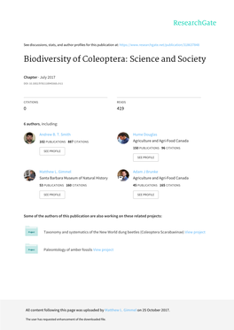 Biodiversity of Coleoptera: Science and Society