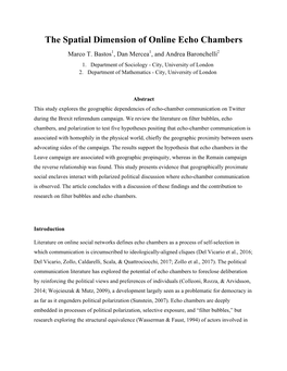 The Spatial Dimension of Online Echo Chambers Marco T