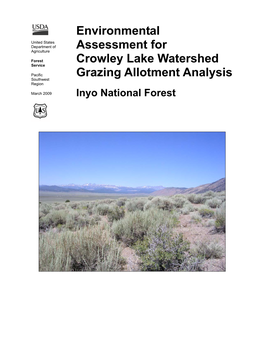 Environmental Assessment for Crowley Lake Watershed Grazing