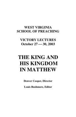 The King and His Kingdom in Matthew