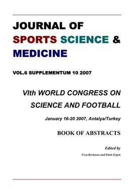 Vith WORLD CONGRESS on SCIENCE and FOOTBALL January