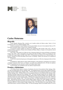 Carlos Maturana Carlos Maturana Biografía Carlos Eduardo Maturana Piña, Conocido Con El Nombre Artístico De Bororo, Pintor