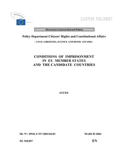 Conditions of Imprisonment in Eu Member States and the Candidate Countries